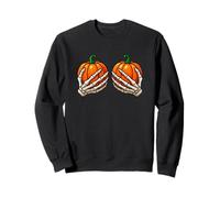 Funny Boobs Pumpkins Skeleton Hand Halloween Adult Joke Sudadera