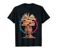 Funny Book Crown Black Queen Wisdom Power Afro Art Mujeres Hombres Camiseta