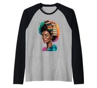 Funny Book Crown Black Queen Wisdom Power Afro Art Mujeres Hombres Camiseta Manga Raglan