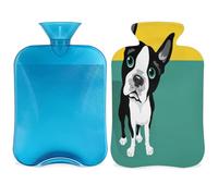 Funny Boston Terrier - Botella de agua caliente con tapa, 2 L, gran capacidad, bolsa de agua para noches acogedoras, alivio del dolor, espalda, cuello y hombros