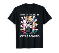 Funny Bowler Easily Distracted by Cats and Bowling Animal Camiseta