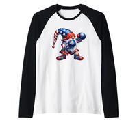Funny Boxing GNOME In American Flag Outfit For Men Patriotic Camiseta Manga Raglan