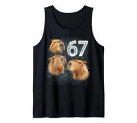 Funny Boys Girls 67 Meme Capybara Howling at The Moon 6 7 Camiseta sin Mangas