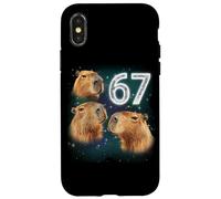 Funny Boys Girls 67 Meme Capybara Howling at The Moon 6 7 Carcasa para iPhone X/XS