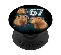 Funny Boys Girls 67 Meme Capybara Howling at The Moon 6 7 PopSockets PopGrip Adhesivo