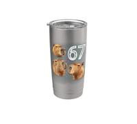 Funny Boys Girls 67 Meme Capybara Howling at The Moon 6 7 Vaso térmico de acero inoxidable de doble pared