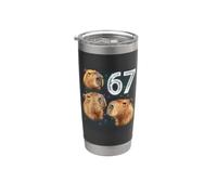 Funny Boys Girls 67 Meme Capybara Howling at The Moon 6 7 Vaso térmico de acero inoxidable de doble pared