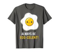 Funny Breakfast Foodies Egg Lovers Always Be Egg-celent Camiseta, Hombre, Asfalto, 4XL