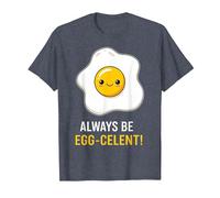 Funny Breakfast Foodies Egg Lovers Always Be Egg-celent Camiseta, Hombre, Azul Jaspeado, S