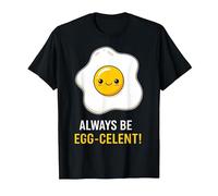 Funny Breakfast Foodies Egg Lovers Always Be Egg-celent Camiseta, Hombre, Negro, M