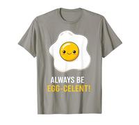 Funny Breakfast Foodies Egg Lovers Always Be Egg-celent Camiseta, Hombre, Pizarra, S