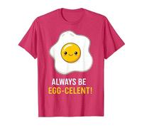 Funny Breakfast Foodies Egg Lovers Always Be Egg-celent Camiseta, Hombre, Rojo Jaspeado, S