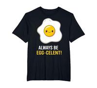 Funny Breakfast Foodies Egg Lovers Always Be Egg-celent Camiseta, Hombre Tallas Grandes, Negro, 3X Alto