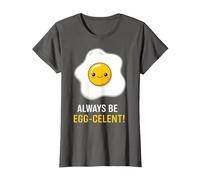 Funny Breakfast Foodies Egg Lovers Always Be Egg-celent Camiseta, Mujer, Asfalto, M