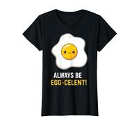 Funny Breakfast Foodies Egg Lovers Always Be Egg-celent Camiseta, Mujer, Negro, S