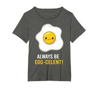 Funny Breakfast Foodies Egg Lovers Always Be Egg-celent Camiseta, Mujer Tallas Grandes, Asfalto, 5XL Grande
