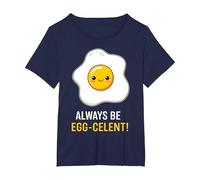 Funny Breakfast Foodies Egg Lovers Always Be Egg-celent Camiseta, Mujer Tallas Grandes, Azul Marino, 2XL Grande
