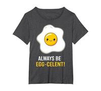 Funny Breakfast Foodies Egg Lovers Always Be Egg-celent Camiseta, Mujer Tallas Grandes, Jaspeado Oscuro, 2XL Grande