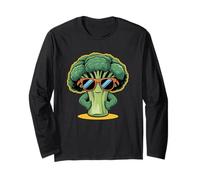 Funny Broccoli Lover Cartoon with Sunglasses For Girls Boys Manga Larga