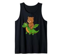 Funny Brown Bear Dragon Riding Zoo Day Niños Niñas Niños Camiseta sin Mangas
