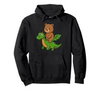 Funny Brown Bear Dragon Riding Zoo Day Niños Niñas Niños Sudadera con Capucha