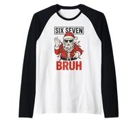 Funny Bruh 67 Six Seven 6 7 Meme Navidad Niños Niños Santa Camiseta Manga Raglan