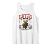 Funny Buffalo Gotta Go OVNI Alien Desert Design Western Humor Camiseta sin Mangas
