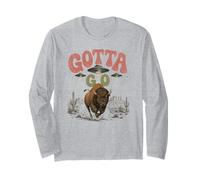 Funny Buffalo Gotta Go OVNI Alien Desert Design Western Humor Manga Larga