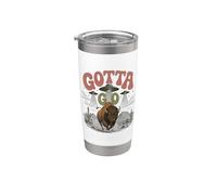 Funny Buffalo Gotta Go OVNI Alien Desert Design Western Humor Vaso térmico de acero inoxidable de doble pared