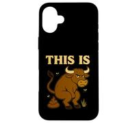 Funny Bull Pun - Humor de Inodoro de Dibujos Animados This Is Bullshit Carcasa para iPhone 16 Plus