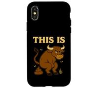 Funny Bull Pun - Humor de Inodoro de Dibujos Animados This Is Bullshit Carcasa para iPhone X/XS