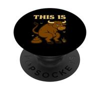 Funny Bull Pun - Humor de Inodoro de Dibujos Animados This Is Bullshit PopSockets PopGrip Adhesivo
