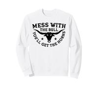Funny Bull Rider Mess with The Bull You Get The Horns Sudadera