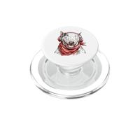 Funny Bull Terrier con Auriculares ranurando al Ritmo de la música PopSockets PopGrip para MagSafe