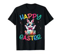Funny Bunny Easter Happy Easter para niños y niñas Adultos Camiseta gráfica económica, Hombre, Negro, S