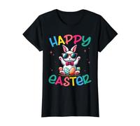 Funny Bunny Easter Happy Easter para niños y niñas Adultos Camiseta gráfica económica, Mujer, Negro, M