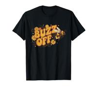 Funny Buzz Off Bumblebee Retro 70s Vintage Flower Power Dais Camiseta