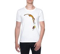 Funny Calvin and Hobbes Hombres Camiseta De Manga Corta Blanco Cuello Redondo Men T-Shirt White Round Neck