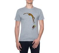 Funny Calvin and Hobbes Hombres Camiseta De Manga Corta Gris Cuello Redondo Men T-Shirt Grey Round Neck