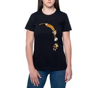 Funny Calvin and Hobbes Mujeres Camiseta De Manga Corta Negro Cuello Redondo Women T-Shirt Black Round Neck