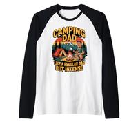 Funny Camping Dad Like a Regular Dad but Intense Camiseta Manga Raglan