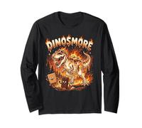 Funny Camping Smores T-Rex Dinosaur Campfire S'Mores Joke Manga Larga