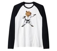 Funny Capybara Doing Karate Samurai Ninja Capybara Camiseta Manga Raglan
