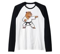 Funny Capybara Doing Karate Samurai Ninja Capybara Camiseta Manga Raglan