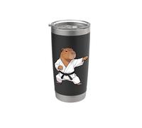 Funny Capybara doing Karate Samurai Ninja Capybara Vaso térmico de acero inoxidable de doble pared