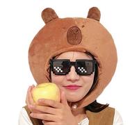 Funny Capybara Hat for Adult Kids 3D Cartoon Animal Plush Hat Winter Warm Headgear Cap Party Accessories Stage Props