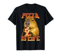 Funny Capybara Pizza Is Life Meme Cita Camiseta