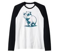 Funny Capybaras Cute Rodents Capybara in Sunglasses Camiseta Manga Raglan