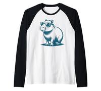 Funny Capybaras Cute Rodents Capybara in Sunglasses Camiseta Manga Raglan