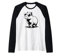 Funny Capybaras Cute Rodents Capybara in Sunglasses Camiseta Manga Raglan
